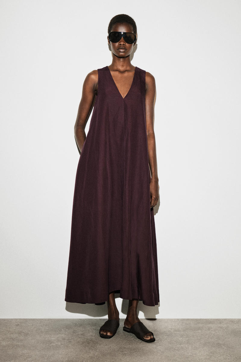 COS Aライン リネンブレンド マキシワンピース