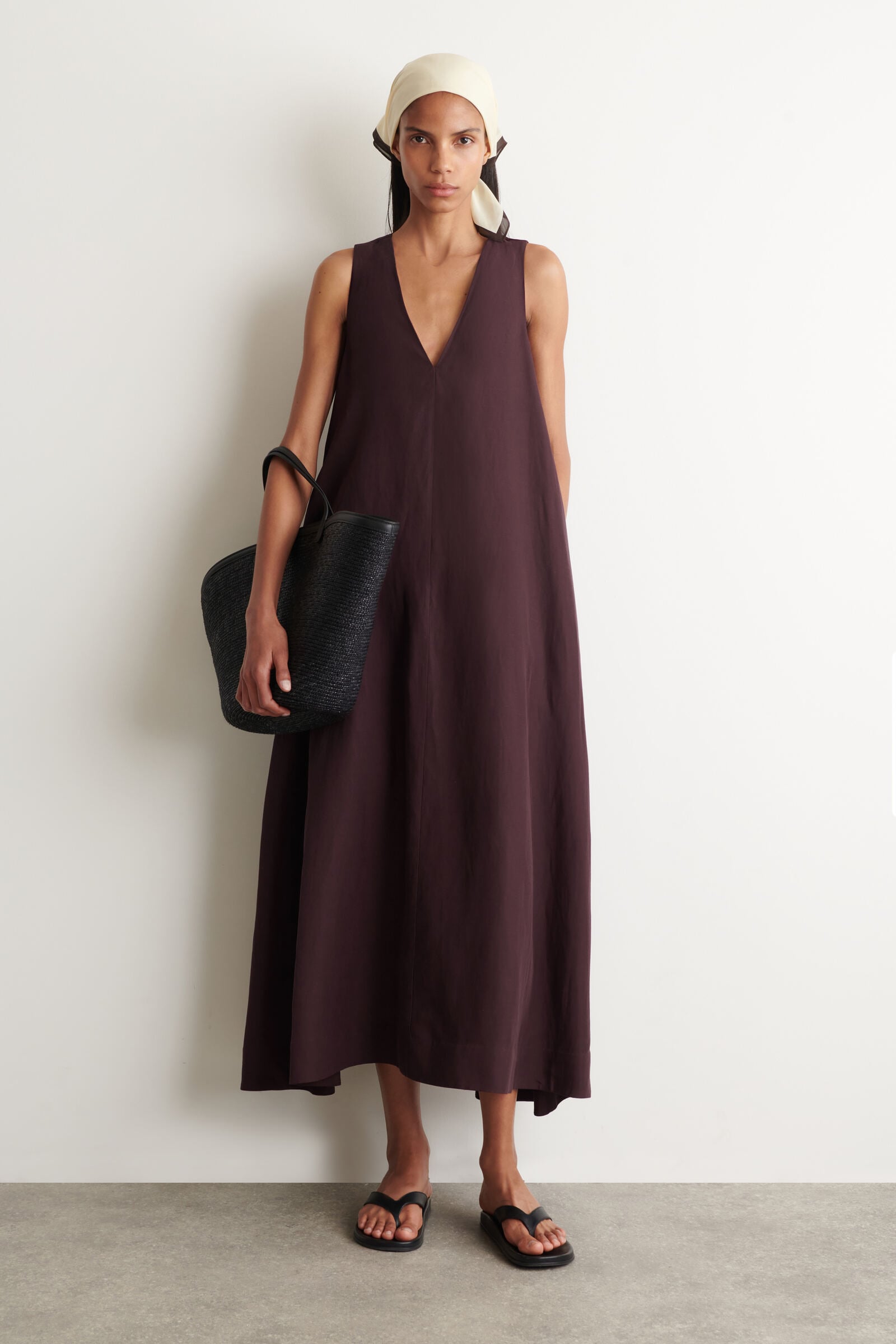 A-LINE LINEN-BLEND MAXI DRESS Aライン リネンブレンド マキシ