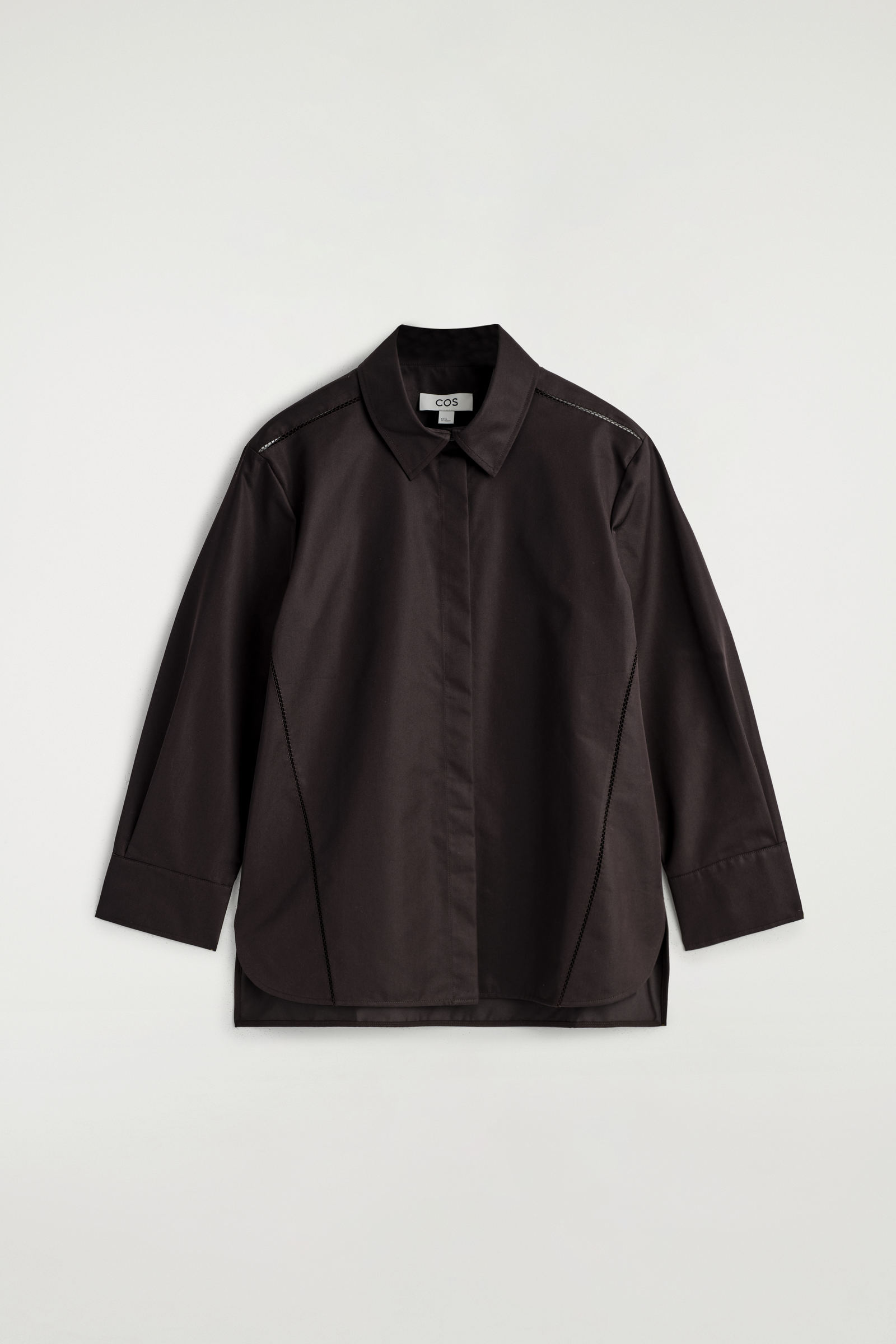 刺繍入りコットンシャツ EMBROIDERED COTTON SHIRT 刺繍入りコットンシャツ ダークブラウン