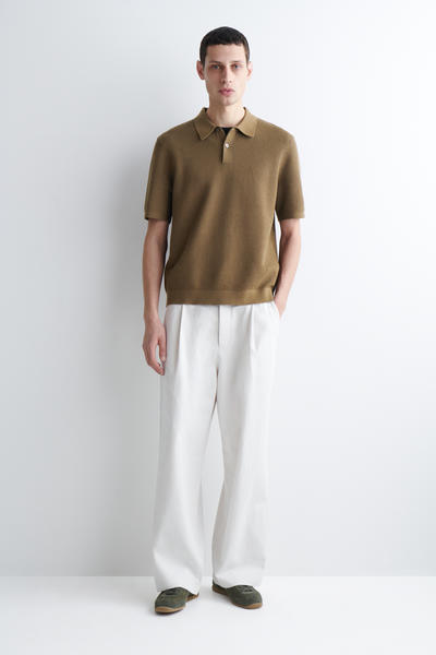 COS ワッフルニットコットンポロシャツ