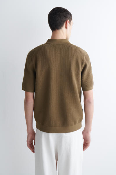 COS ワッフルニットコットンポロシャツ