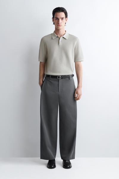 COS ワッフルニットコットンポロシャツ