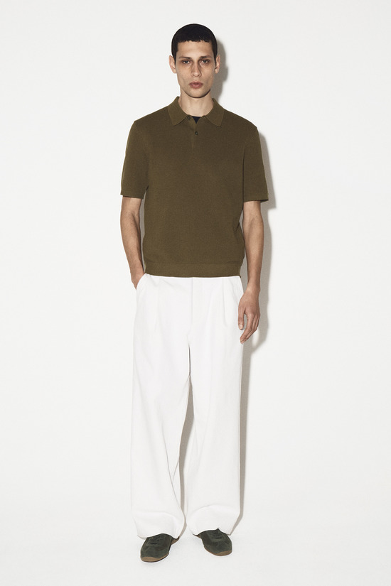 COS ワッフルニットコットンポロシャツ