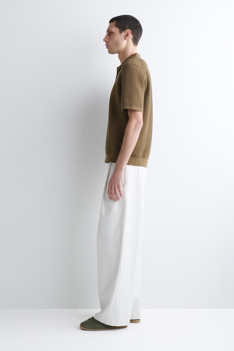 COS ワッフルニットコットンポロシャツ