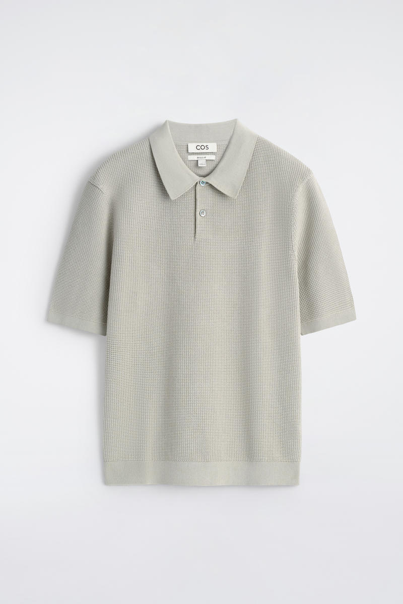 COS ワッフルニットコットンポロシャツ