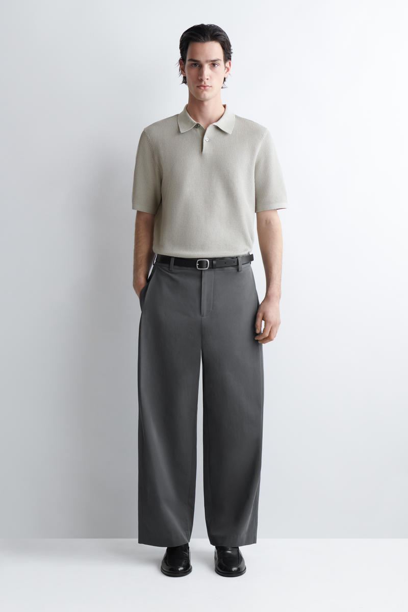 COS ワッフルニットコットンポロシャツ