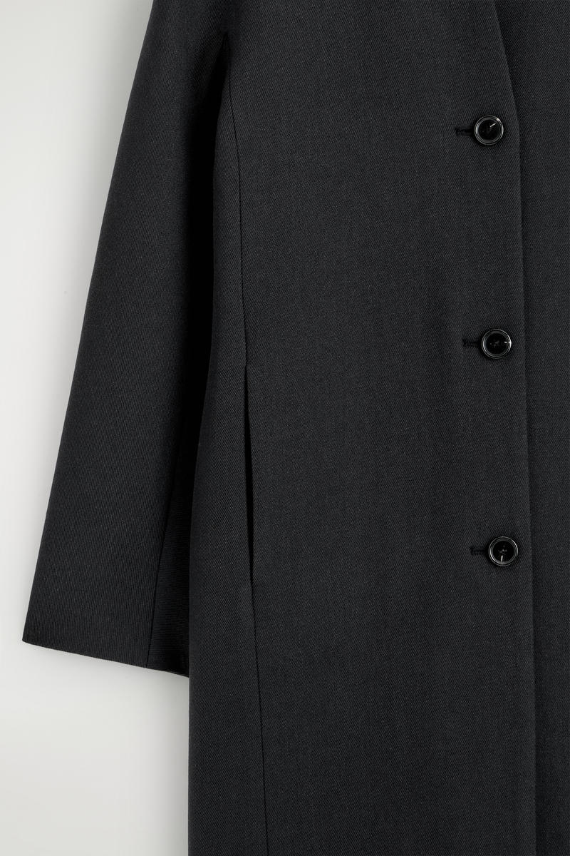 COS 襟なしウールツイルコート