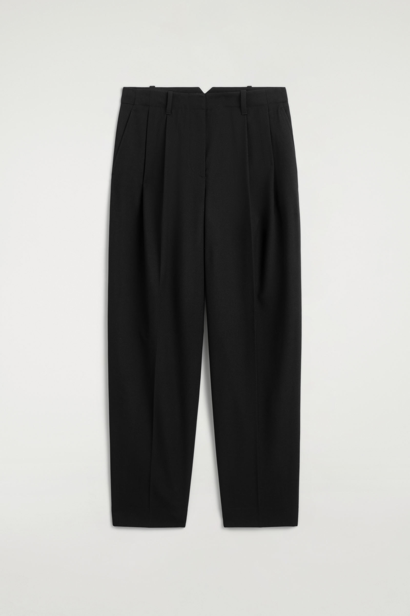 PLEATED WOOL-BLEND TAPERED TROUSERS プリーツ入り テーパードパンツ