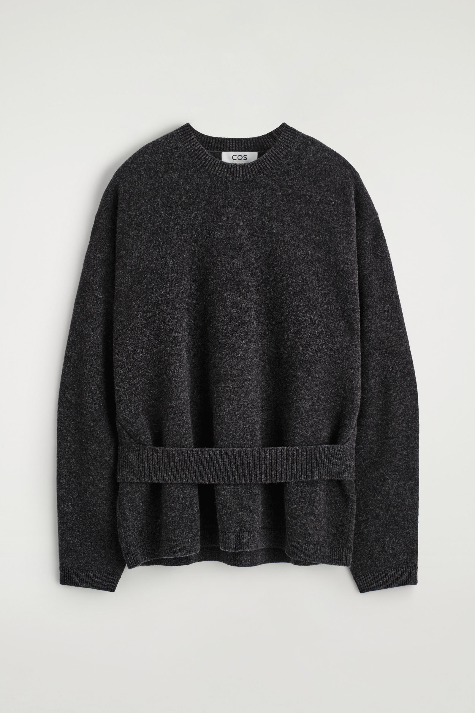 BELT-DETAIL MERINO WOOL JUMPER ベルト付きメリノウールセーター