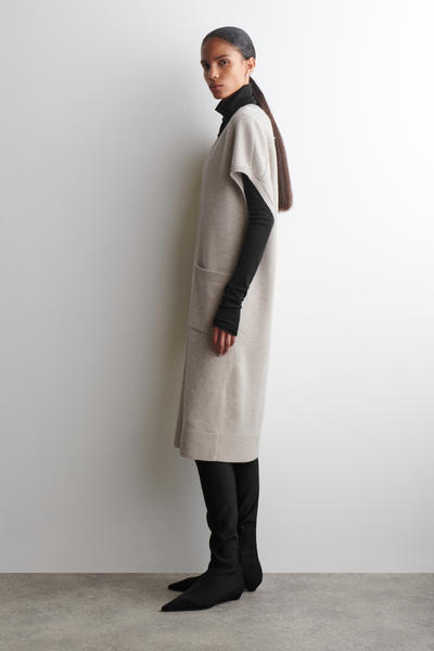 COS ラウンドウールロングラインカーディガン