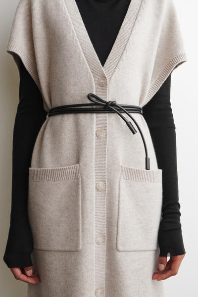 COS ラウンドウールロングラインカーディガン