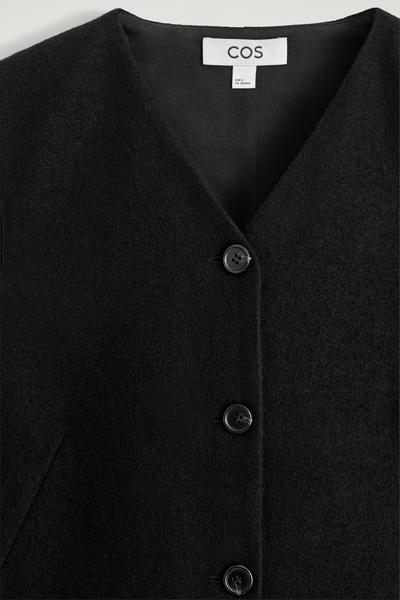 COS メリノウールボタンミニドレス