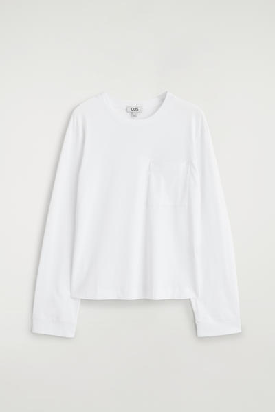 COS オーバーサイズ ブラッシュドコットン 長袖Tシャツ