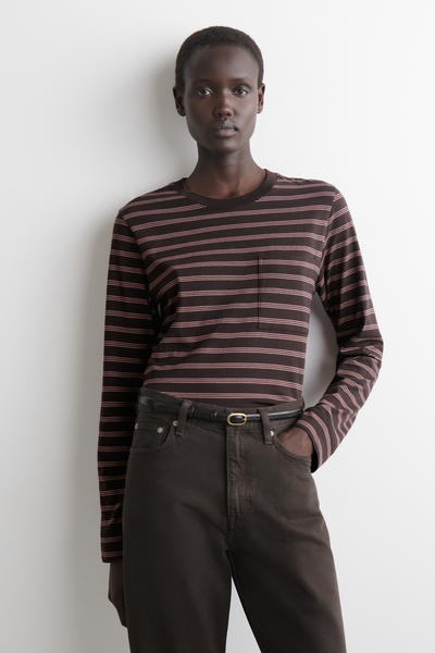 COS オーバーサイズ ブラッシュドコットン 長袖Tシャツ