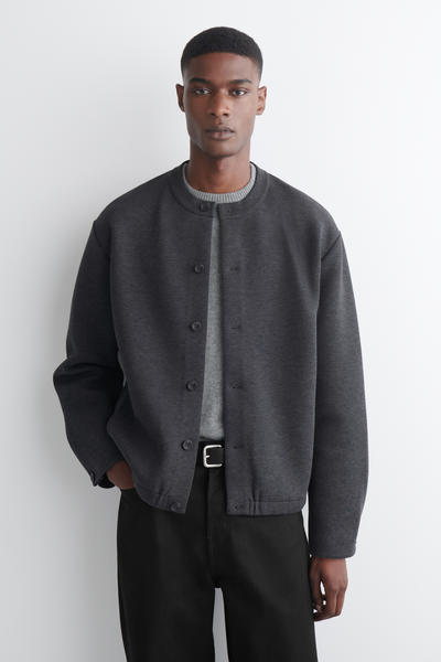 COS スキューバジャージクルーネックカーディガン