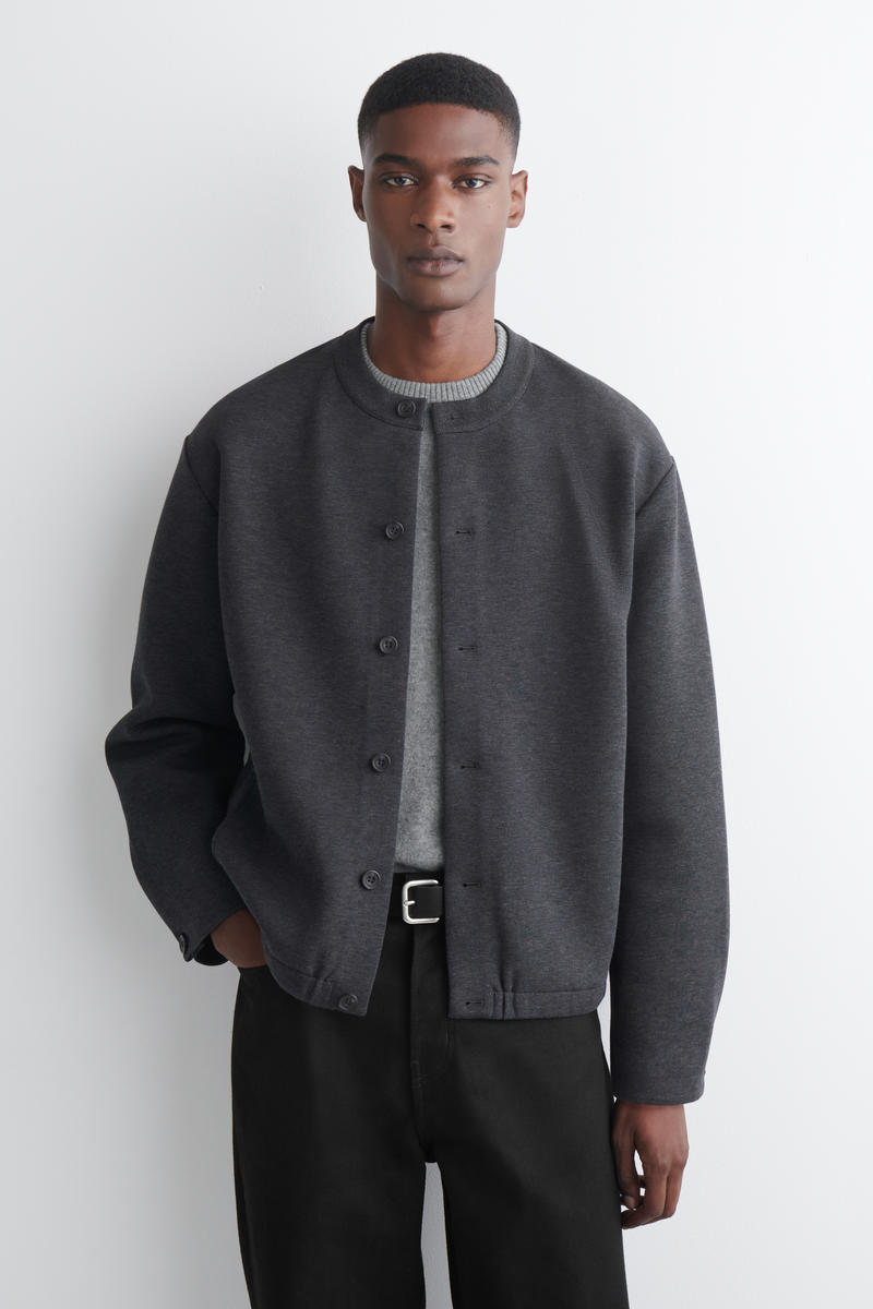 COS スキューバジャージクルーネックカーディガン