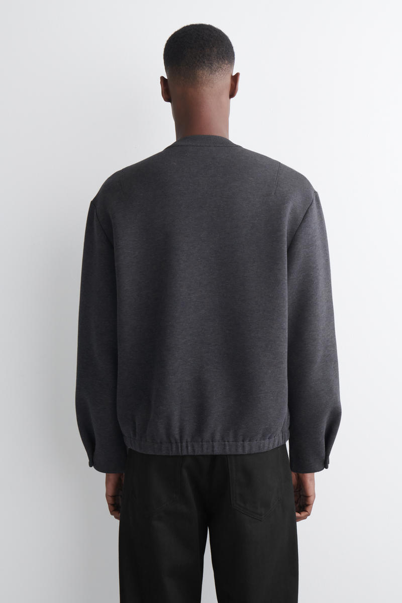 COS スキューバジャージクルーネックカーディガン