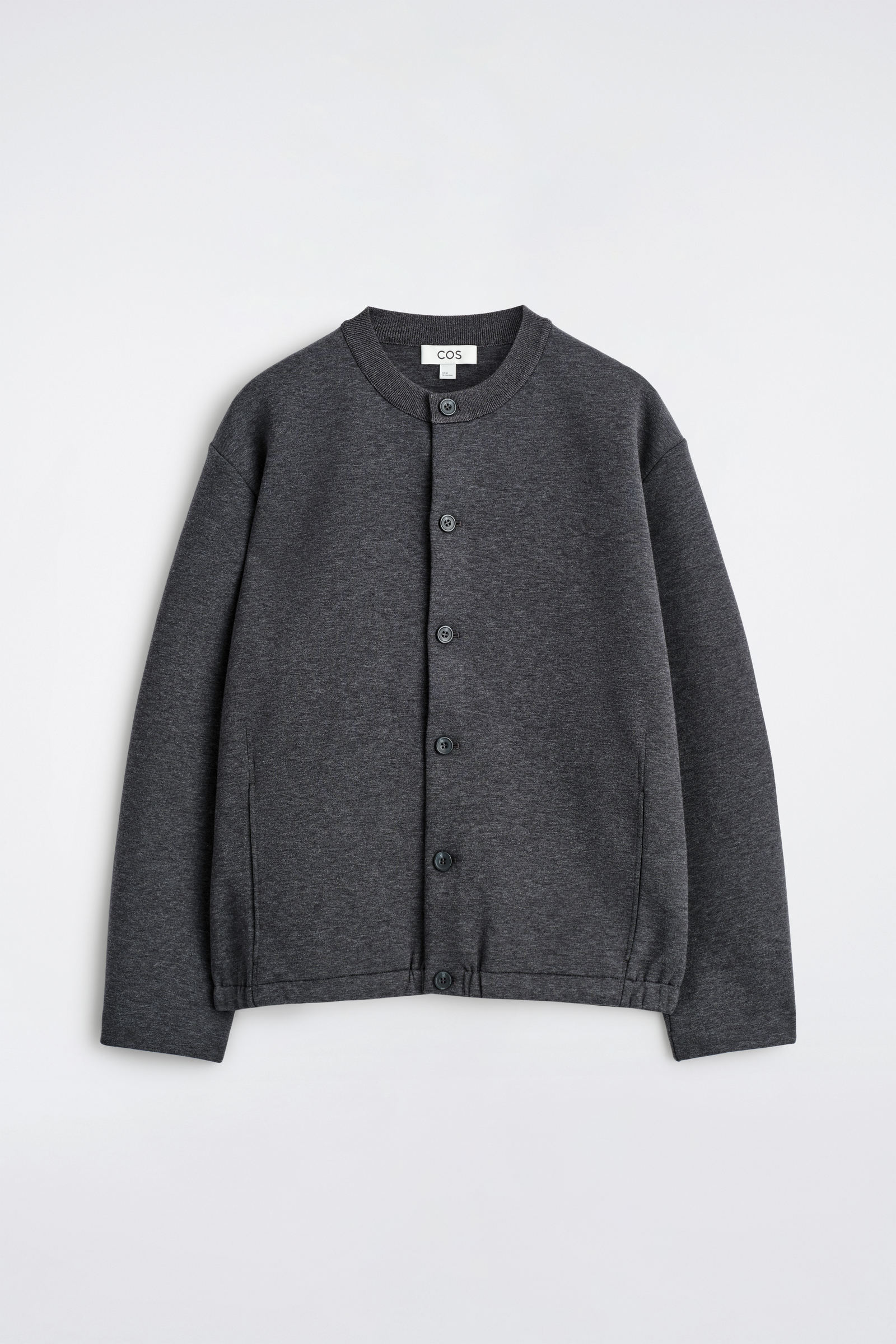 COS グレー クルーネックカーディガン SCUBA-JERSEY CREW-NECK CARDIGAN スキューバジャージクルーネック