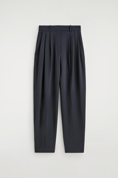COS プリーツ入り チューリップパンツ -  ウールブレンド素材