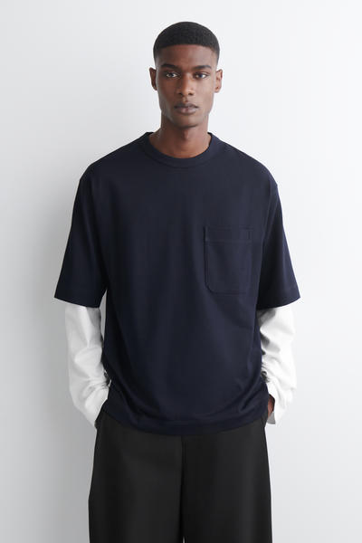 COS オーバーサイズ コントラストトリムシャツ OVERSIZED CONTRAST-TRIM PINSTRIPED SHIRT オーバーサイズピン