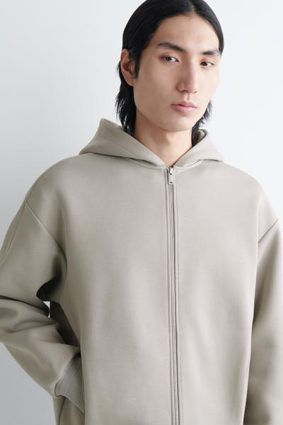 COS コットンピケ ジップアップ フーディー