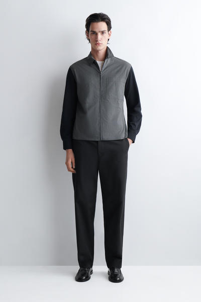 COS ジャージーパネル チェック ハリントンジャケット