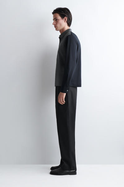 COS ジャージーパネル チェック ハリントンジャケット