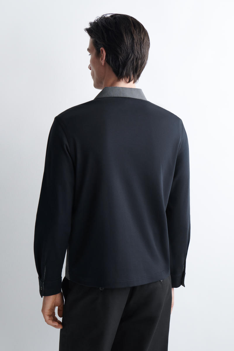 COS ジャージーパネル チェック ハリントンジャケット