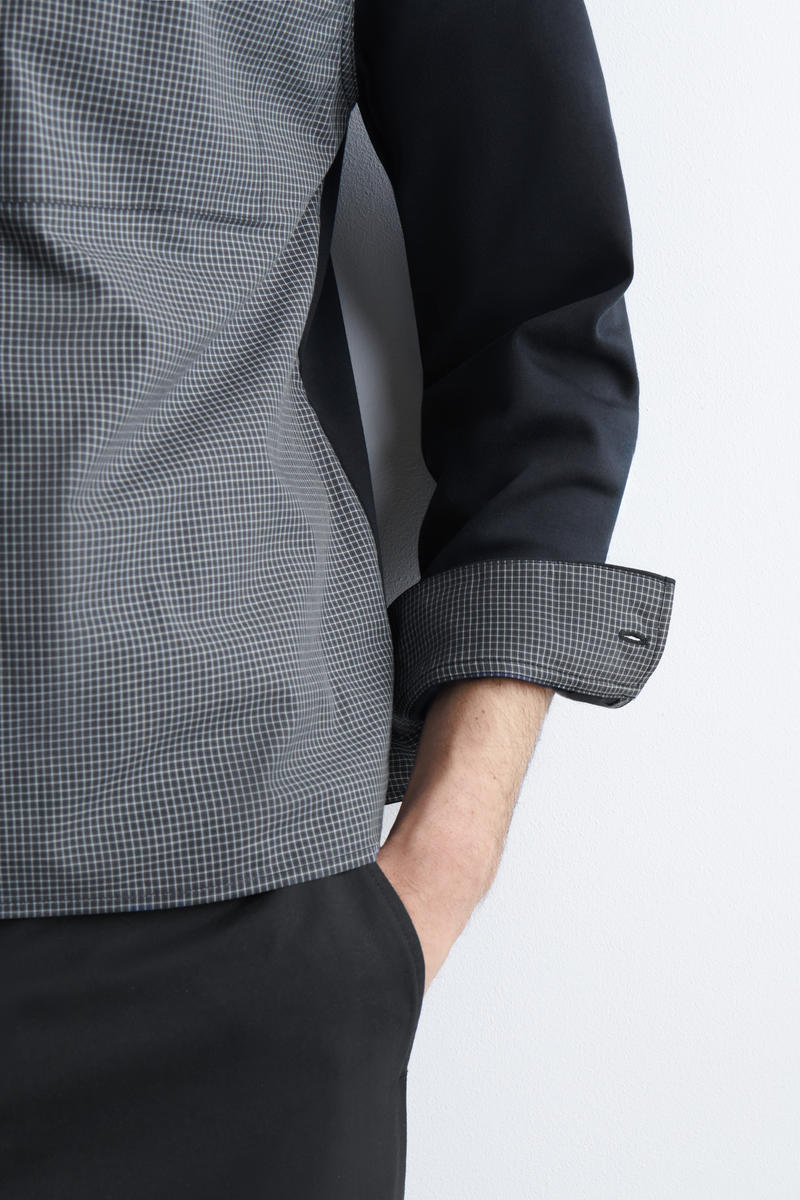 COS ジャージーパネル チェック ハリントンジャケット