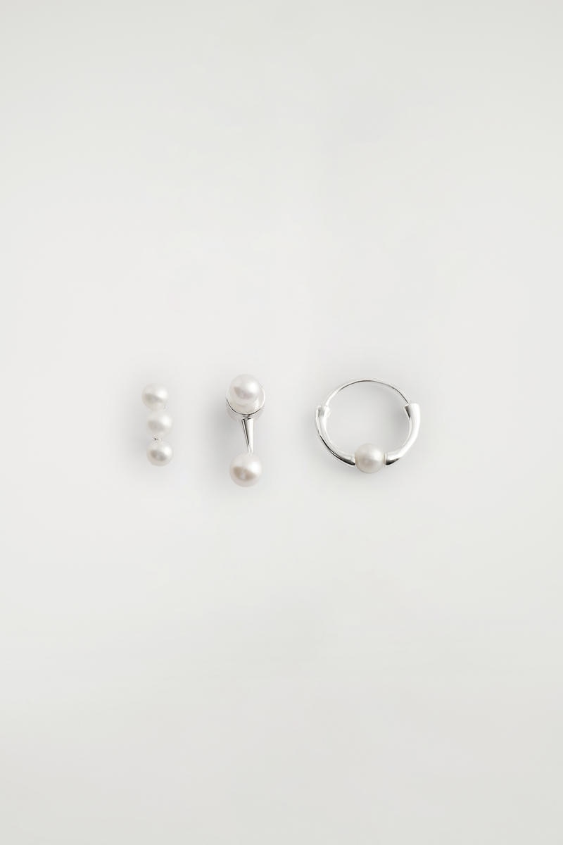 COS フレッシュウォーターパール 3個セットイヤリング