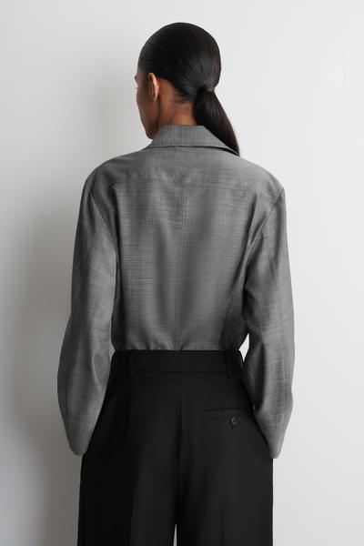 COS タイフロント ウールラミーシャツ