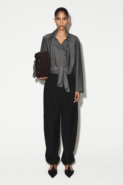 COS タイフロント ウールラミーシャツ