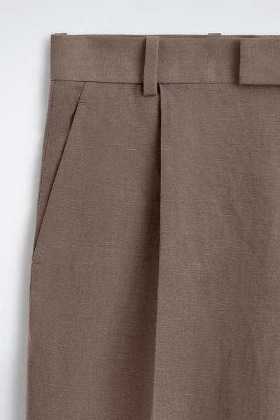 COS リネンブレンド リラックスフィット ワイドレッグパンツ