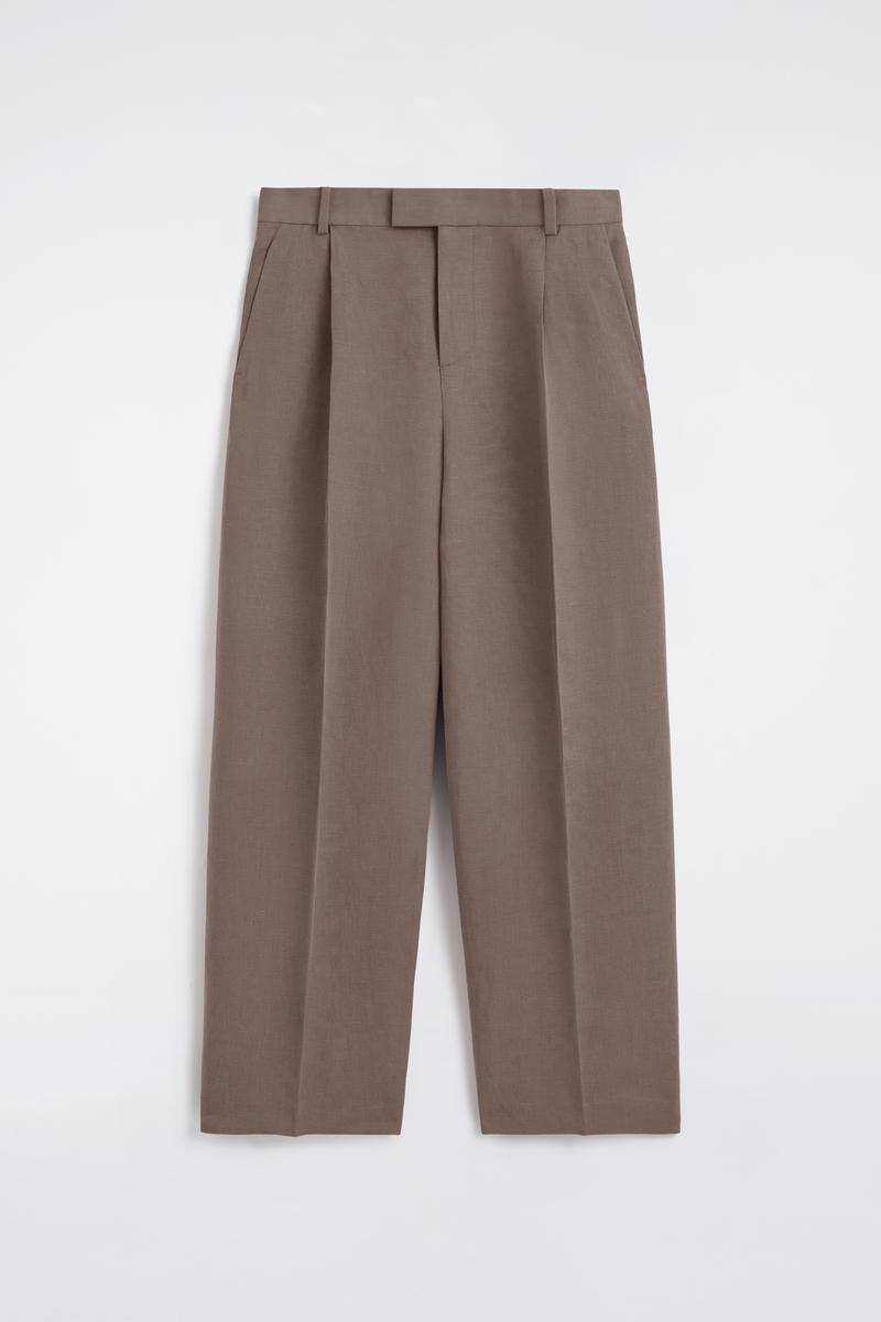 COS リネンブレンド リラックスフィット ワイドレッグパンツ