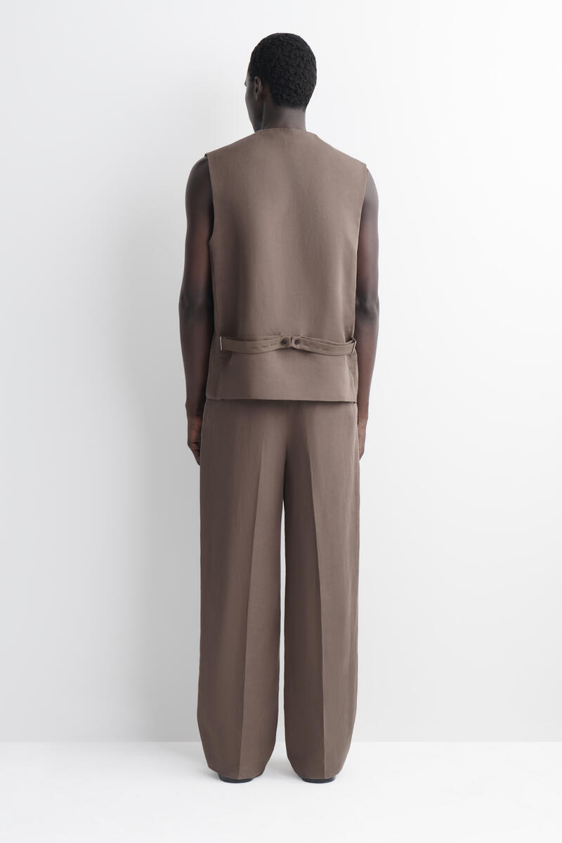 COS リネンブレンド リラックスフィット ワイドレッグパンツ