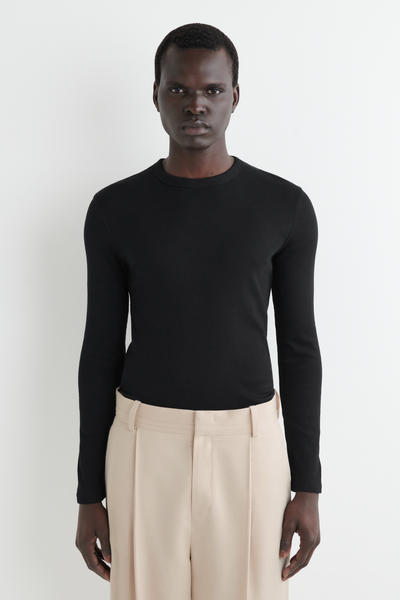 COS スリムリブコットン長袖Tシャツ