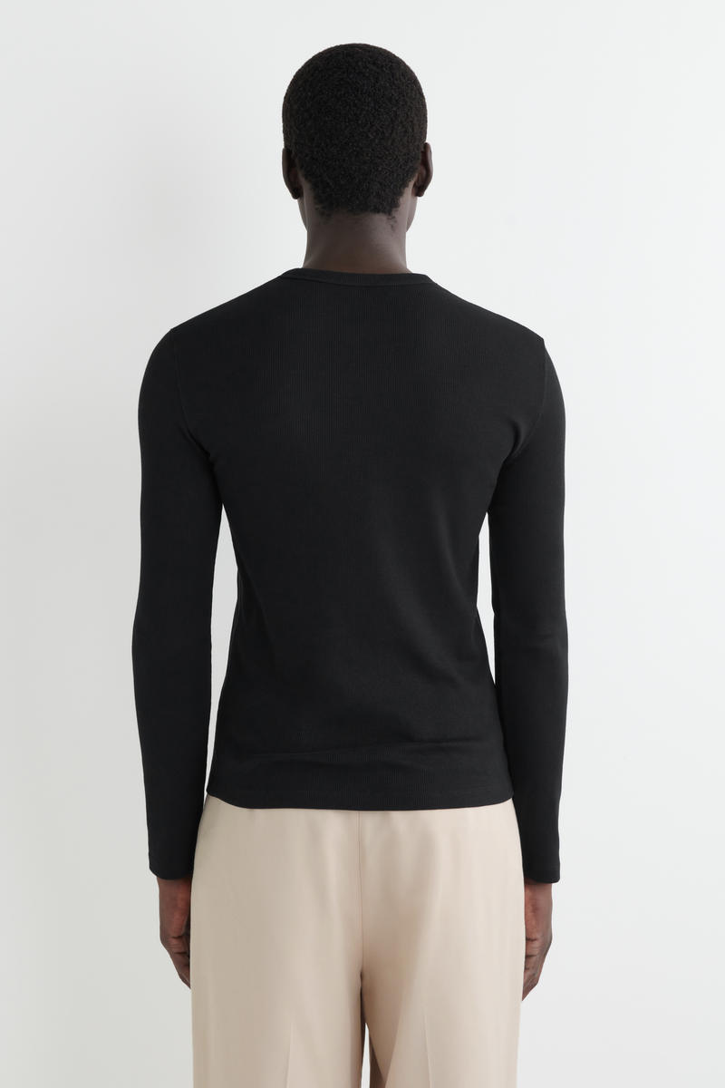 SLIM RIBBED COTTON LONG-SLEEVED T-SHIRT スリムリブコットン長袖T