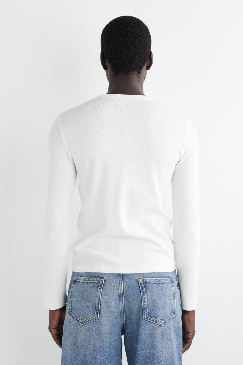 COS スリムリブコットン長袖Tシャツ