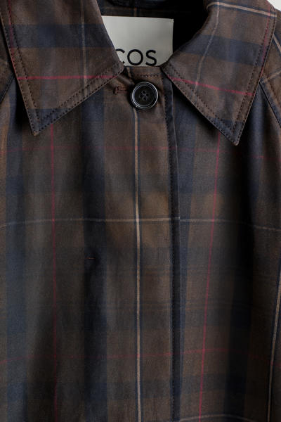 COS チェック柄  撥水加工コットン カーコート