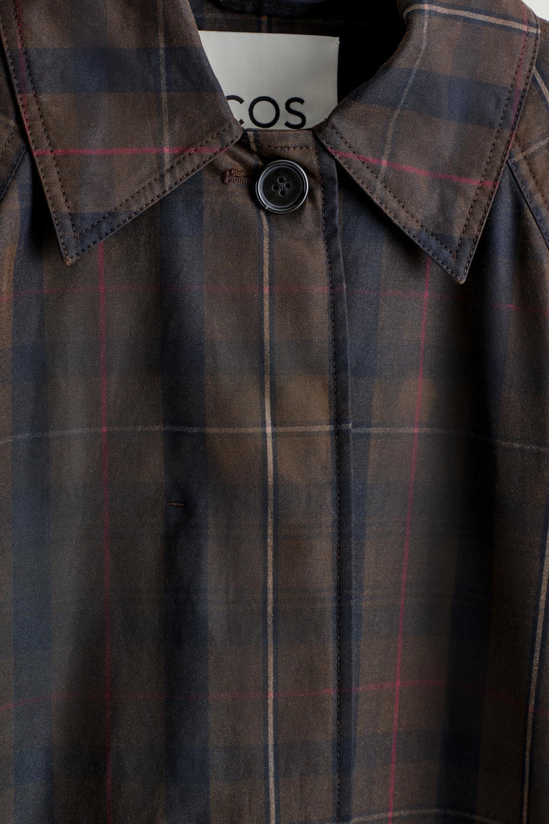 COS チェック柄  撥水加工コットン カーコート