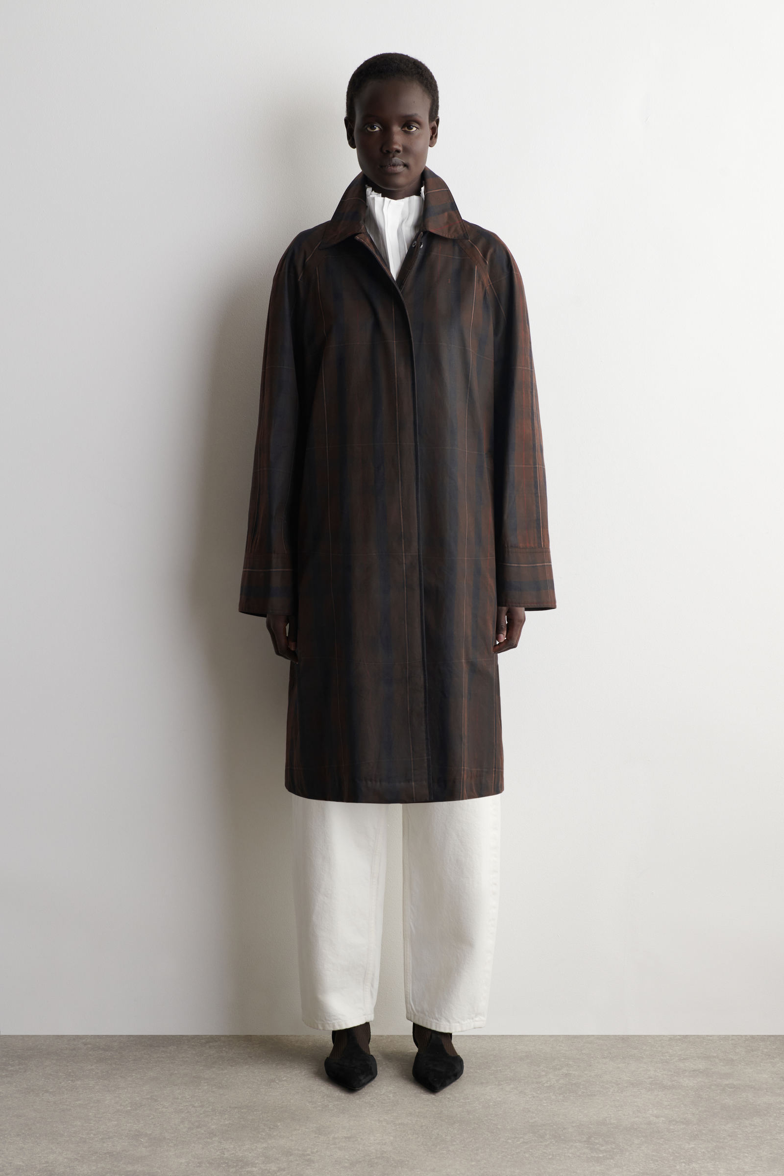 CHECKED WAXED-COTTON CAR COAT チェック柄 撥水加工コットン カー