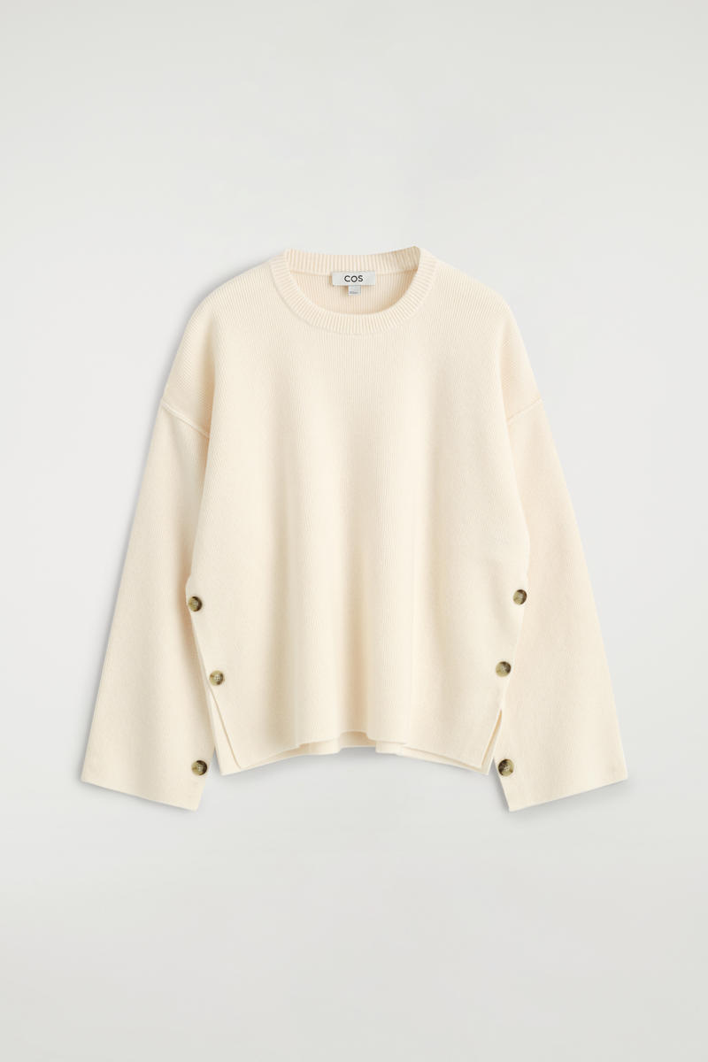 BUTTON-DETAIL MERINO WOOL JUMPER ボタンディテールメリノウール