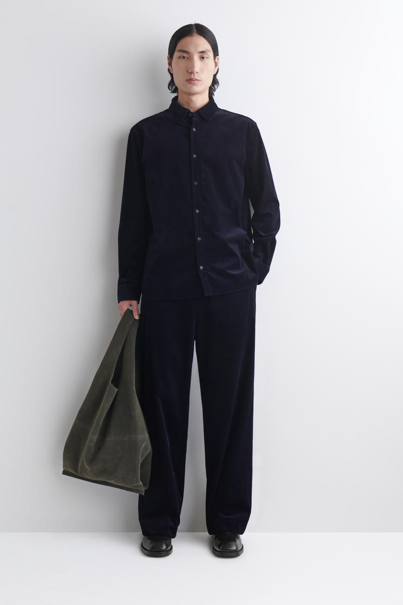 CORDUROY WIDE-LEG TROUSERS コーデュロイワイドレッグパンツ ネイビー