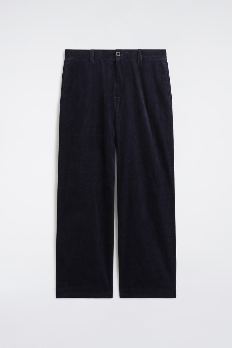 CORDUROY WIDE-LEG TROUSERS コーデュロイワイドレッグパンツ ネイビー