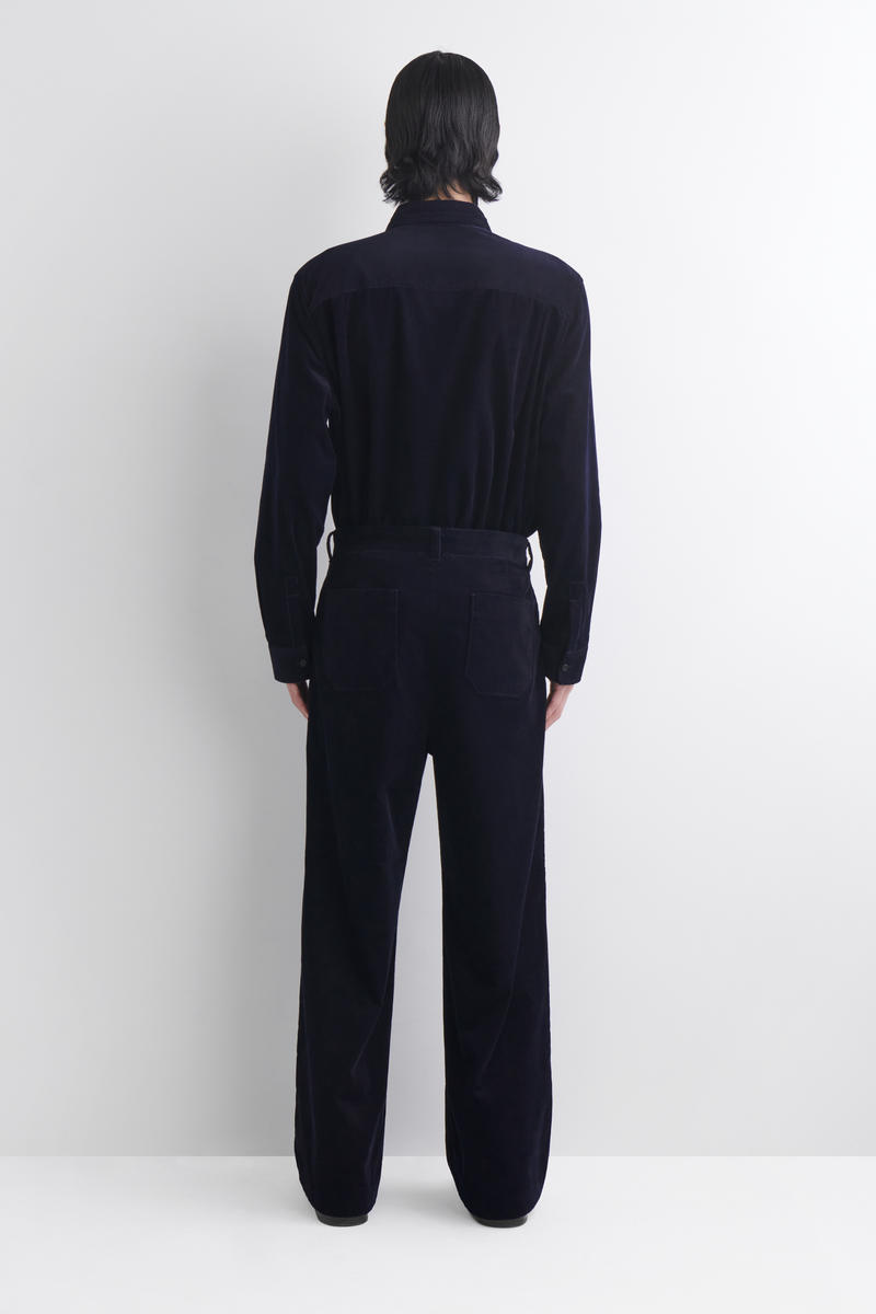 CORDUROY WIDE-LEG TROUSERS コーデュロイワイドレッグパンツ ネイビー