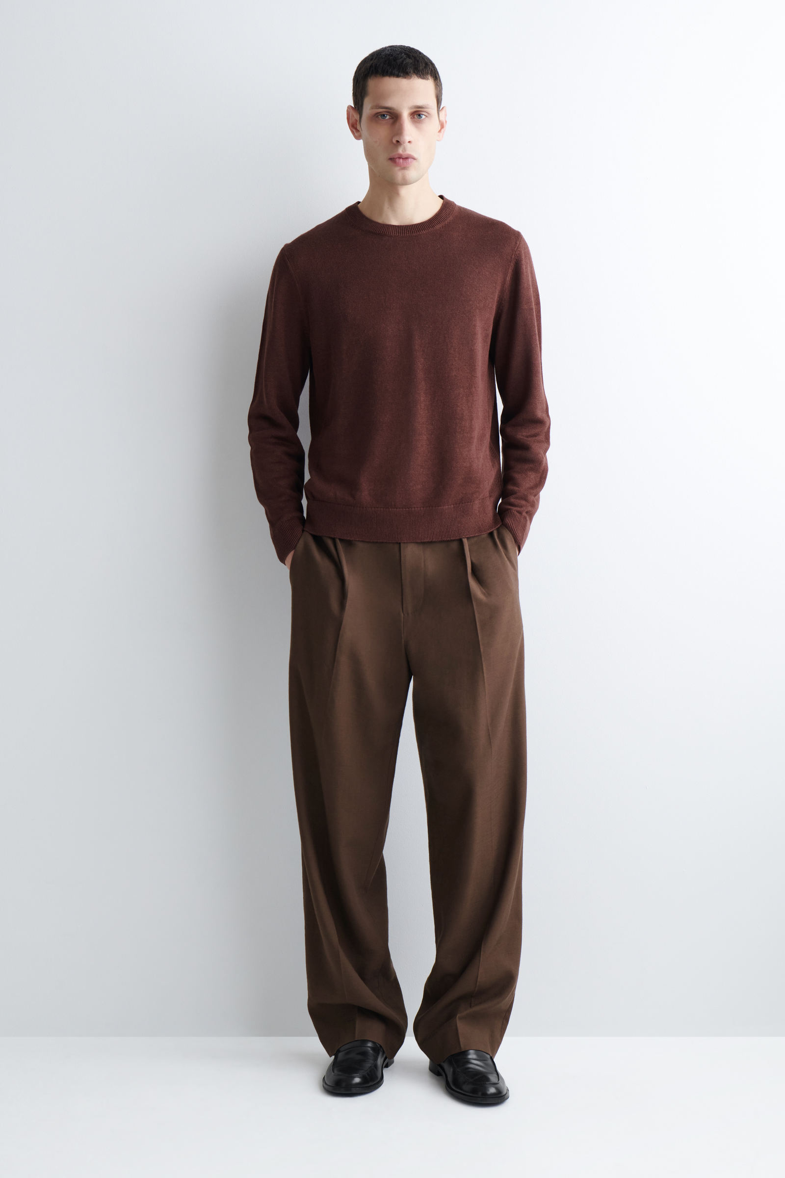 KNITTED LINEN CREW-NECK JUMPER ニットリネンクルーネックセーター