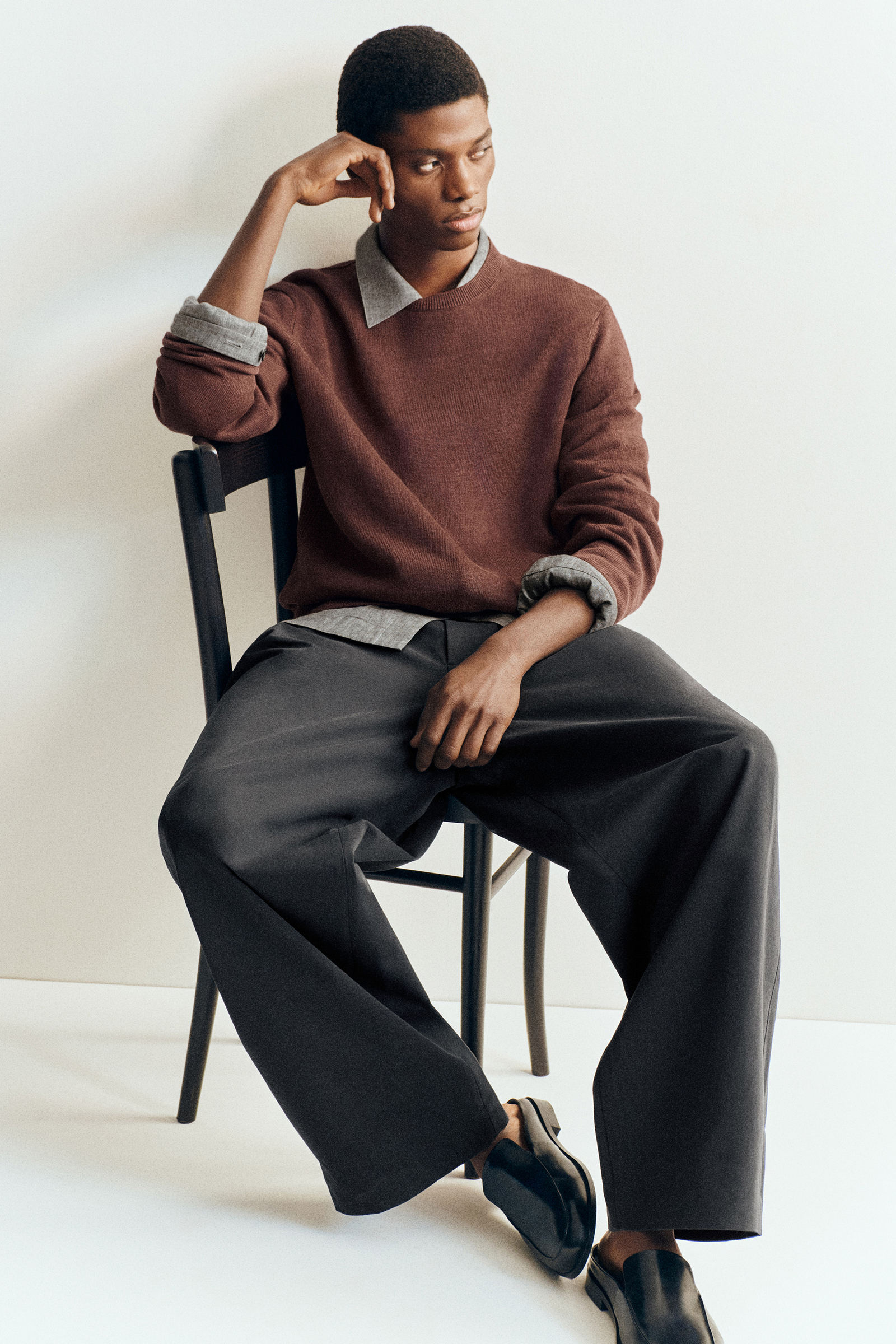 KNITTED LINEN CREW-NECK JUMPER ニットリネンクルーネックセーター 