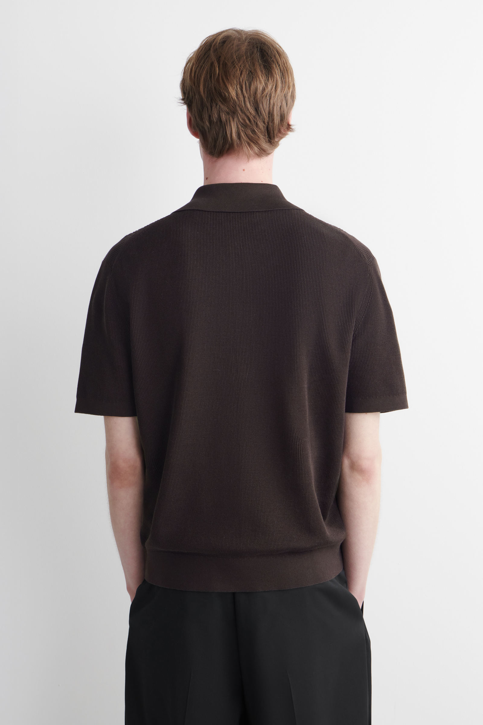 TEXTURED-PANEL COTTON POLO SHIRT テクスチャードパネル コットン