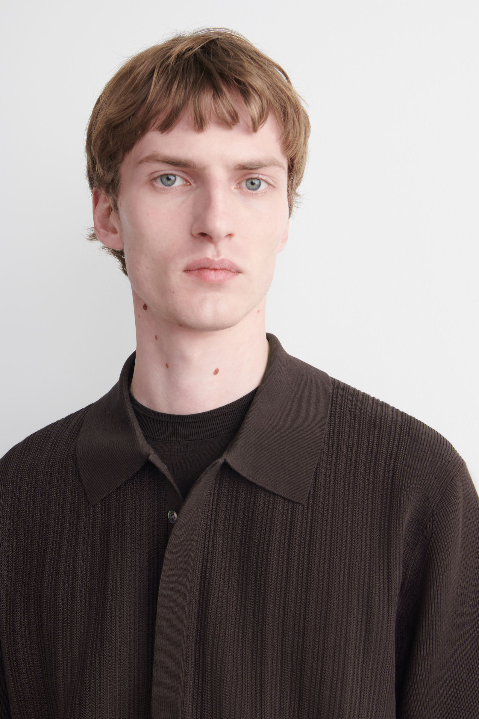 TEXTURED-PANEL COTTON POLO SHIRT テクスチャードパネル コットン