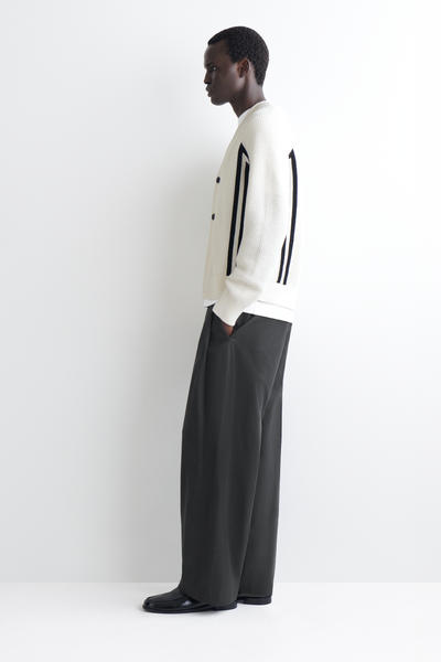 COS ストライプ オープンニット コットンカーディガン